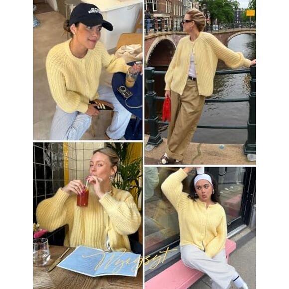 La Maille Sezane Emile Cardigan in Pastel Yellow XS 💛✨ - Picture 5 of 14